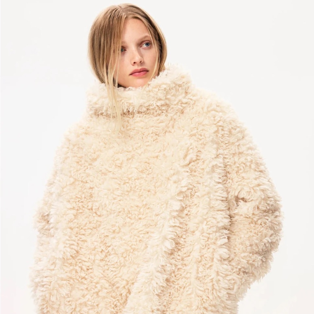 Plush Cream Sherpa Turtleneck Sweater